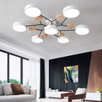 Round Iron Semi-Flush Ceiling Light - LED Chandelier Fixture