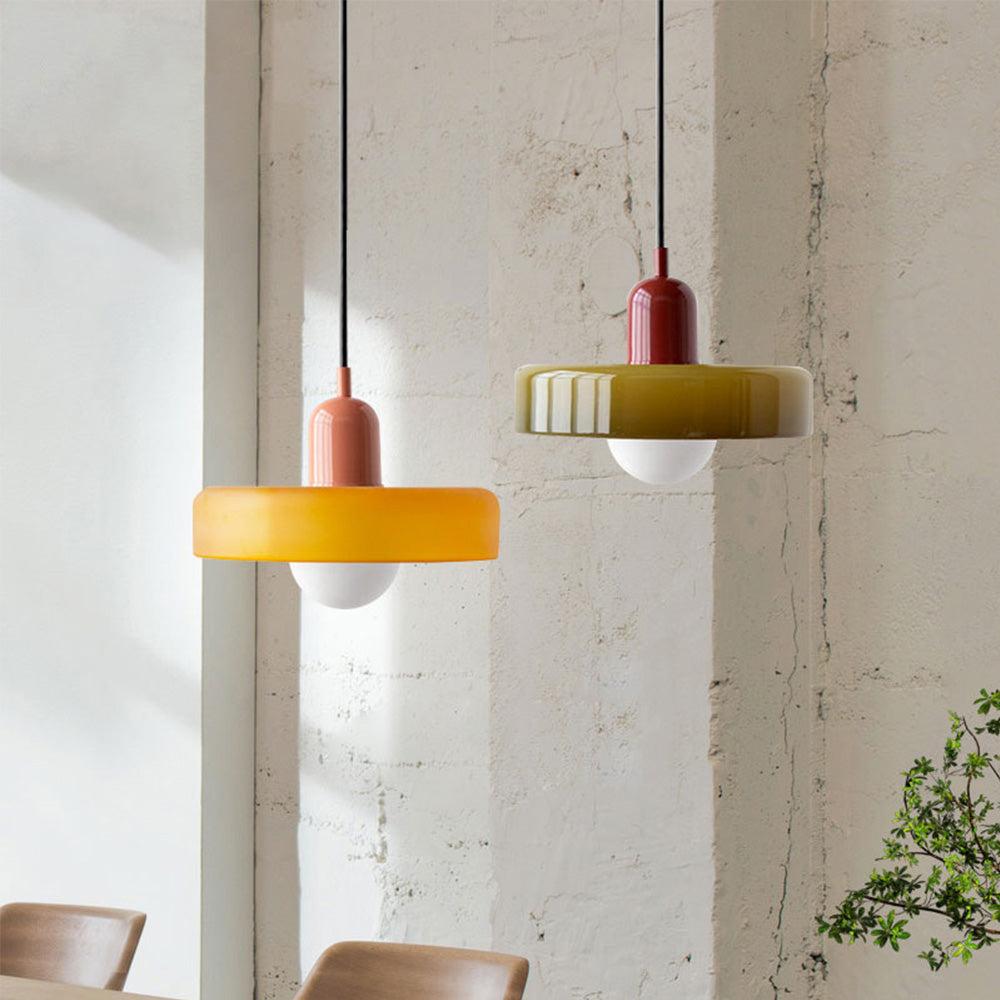 Colorful Bauhaus Pendant Light with Timeless Glass Design