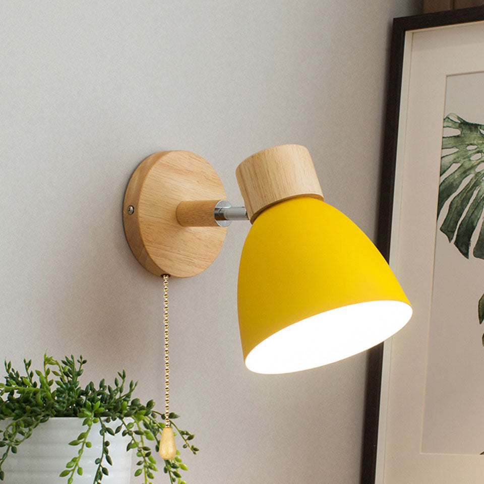 Wall Lights for Living Room – Wood Wall Sconce with Angled Arm