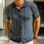 Men's Button-Down Shirt in Organic Cotton Blend Herringbone