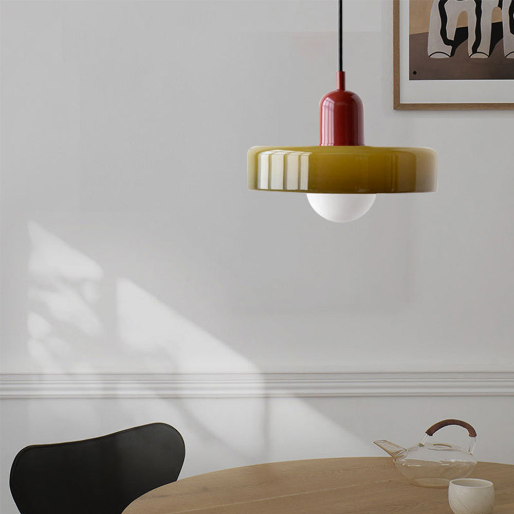 Colorful Bauhaus Pendant Light with Timeless Glass Design