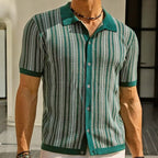 Men's Button-Down Shirt in Organic Cotton Blend Herringbone