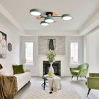 Round Iron Semi-Flush Ceiling Light - LED Chandelier Fixture