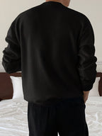 Men's Ribbed Crew-Neck Sweater - Loose Fit Knit Pullover