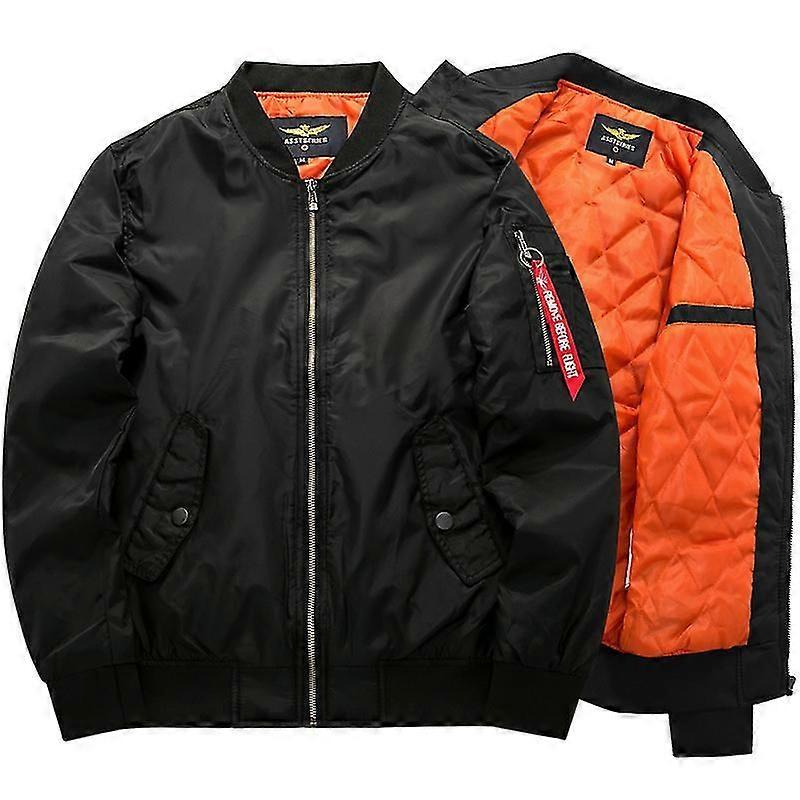 Men's Quilted Bomber Jacket with Zip Closure and Pockets