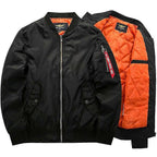 Men's Quilted Bomber Jacket with Zip Closure and Pockets