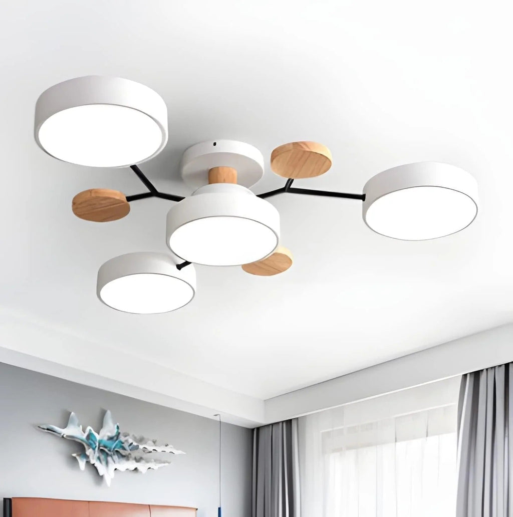 Round Iron Semi-Flush Ceiling Light - LED Chandelier Fixture