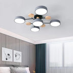 Round Iron Semi-Flush Ceiling Light - LED Chandelier Fixture