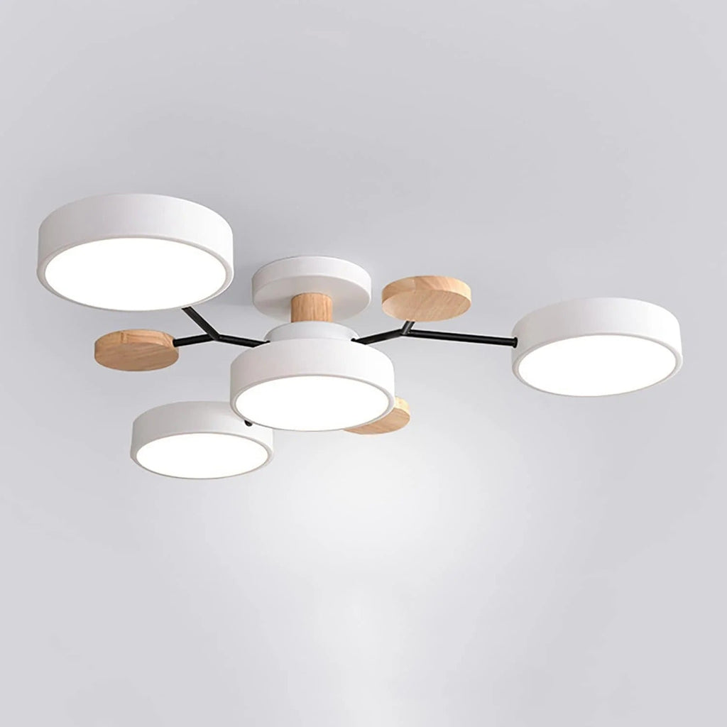 Round Iron Semi-Flush Ceiling Light - LED Chandelier Fixture