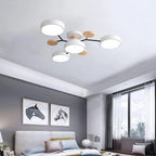 Round Iron Semi-Flush Ceiling Light - LED Chandelier Fixture