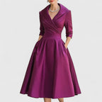 Women's Midi Dress with V-Neck and Wrap-Style Waist