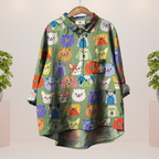 Women's Printed T-Shirt with Animal and Floral Prints