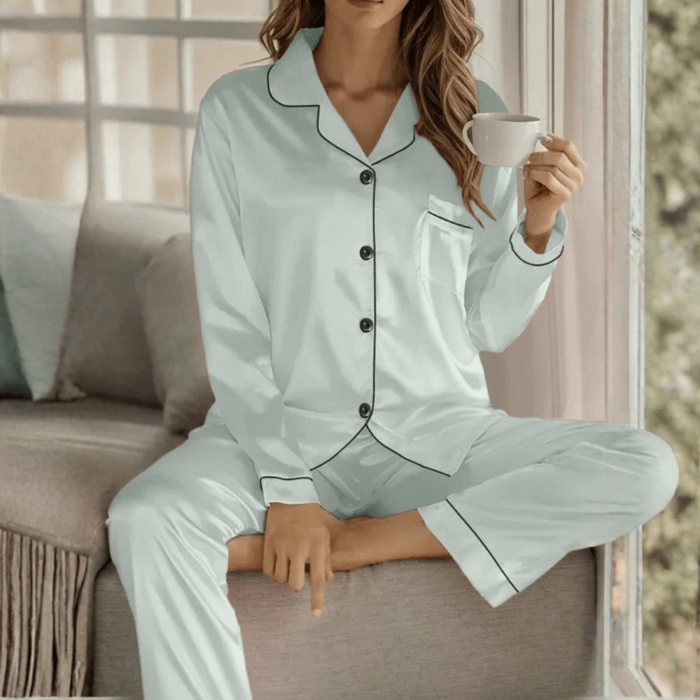 Women's Button Front Pyjama Set - Soft Loungewear