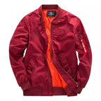 Men's Quilted Bomber Jacket with Zip Closure and Pockets