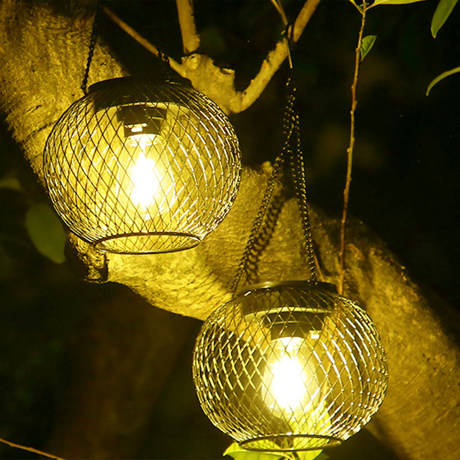 Solar Lantern Outdoor Light – Round or Oval with Warm White LED Light