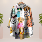 Women's Printed T-Shirt with Animal and Floral Prints