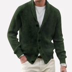 Men's Shawl Collar Cardigan with Button Front and Pockets