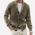 Men's Shawl Collar Cardigan with Button Front and Pockets