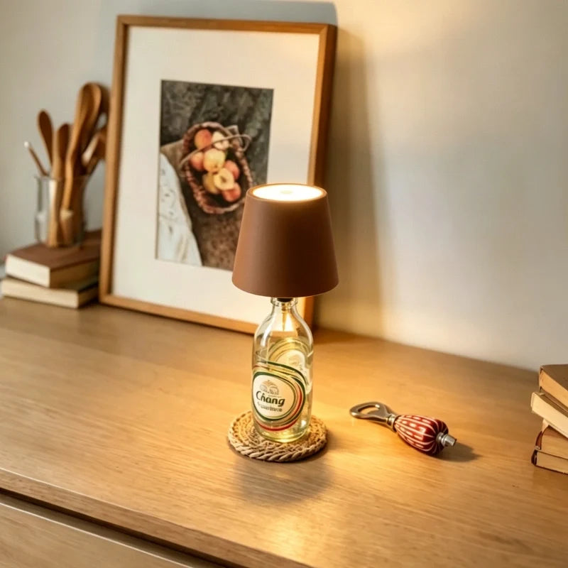 Rechargeable Bottle Lamp Topper - Cordless LED Table Light