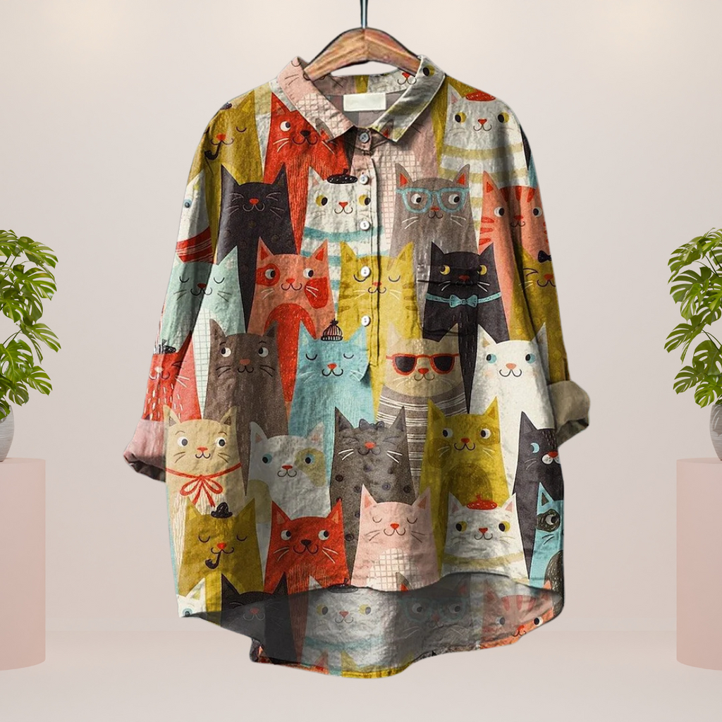 Women's Printed T-Shirt with Animal and Floral Prints