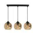 Industrial 3-Light Amber Elongated Pendant Lamp