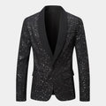 Men's Glitter Sequin Blazer with Satin Shawl Collar