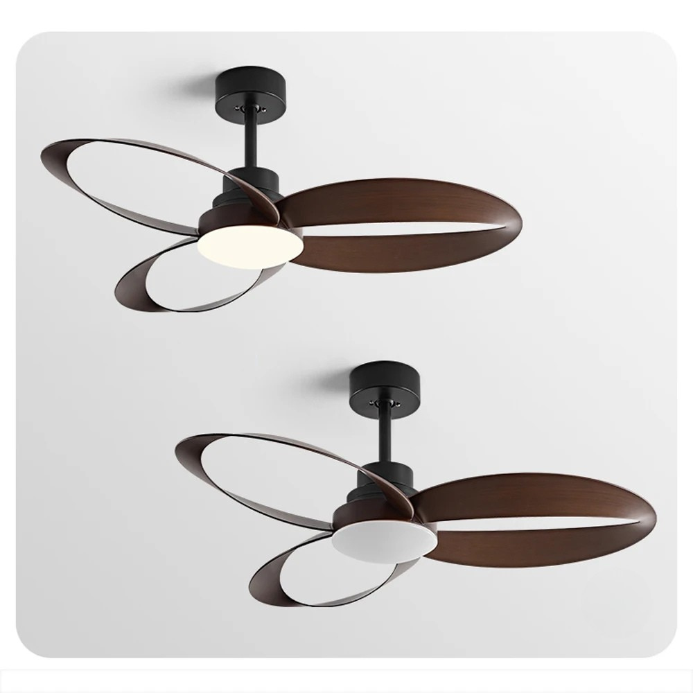 Ceiling Fan with Wooden Blades and Dimmable LED Light
