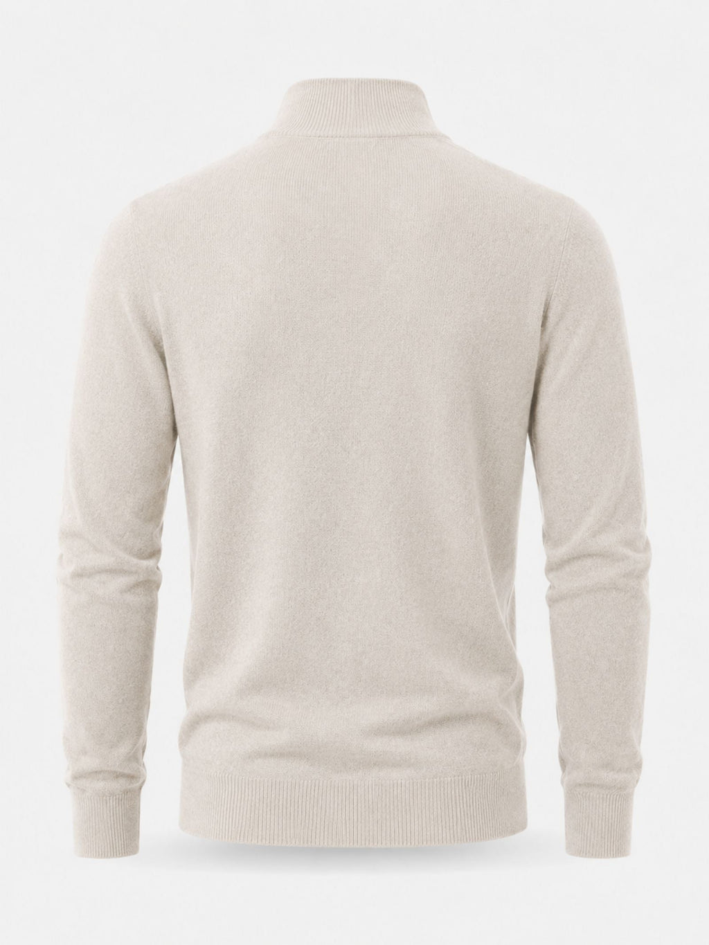 Men's Zip-Up Sweater with Stand-Up Collar, Ribbed Cuffs