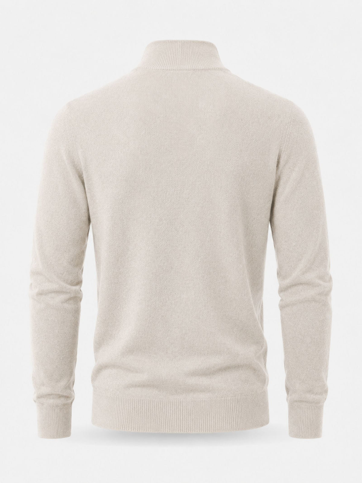 Men's Zip-Up Sweater with Stand-Up Collar, Ribbed Cuffs