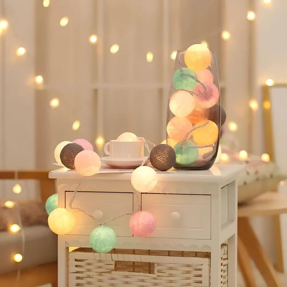 Cotton Light Ball Garland – Create Atmosphere and Warmth in Any Space