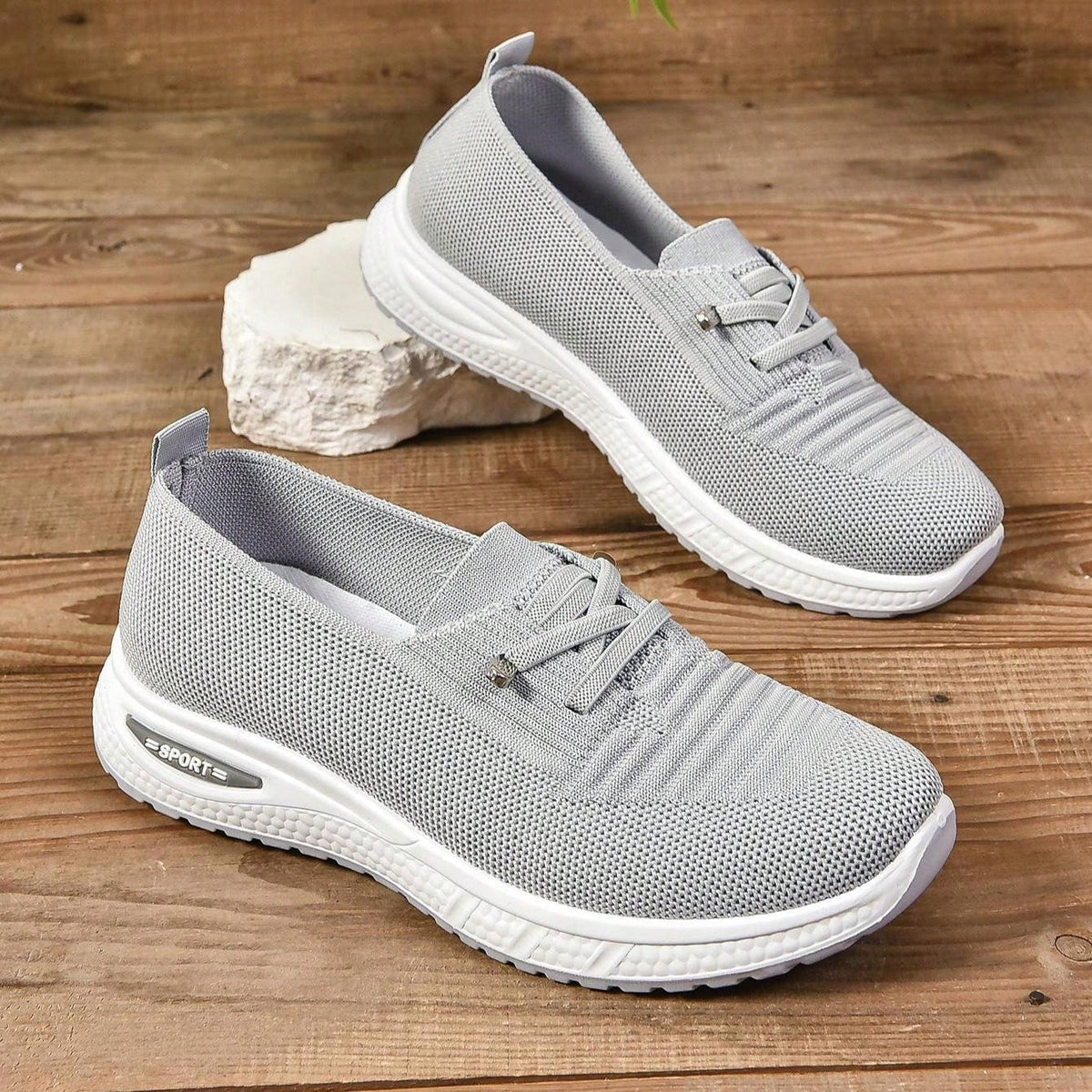 Women's Slip On Sneakers Wide Toe Box Light Grey