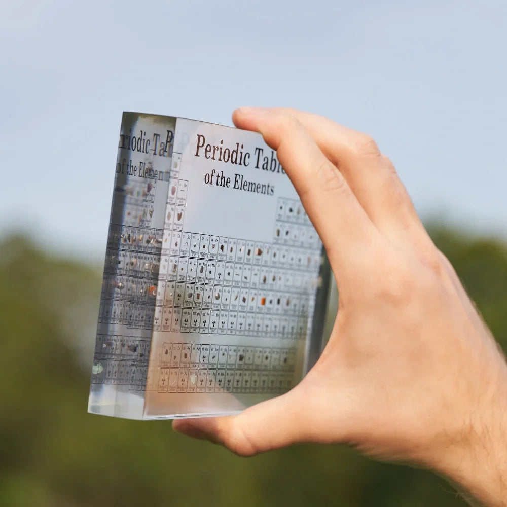 Periodic Table Display with 83 Real Elements - LED Illuminated Acrylic Case