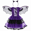 Girls 4-piece witch costume set, dress front view