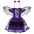 Girls 4-piece witch costume set, dress front view