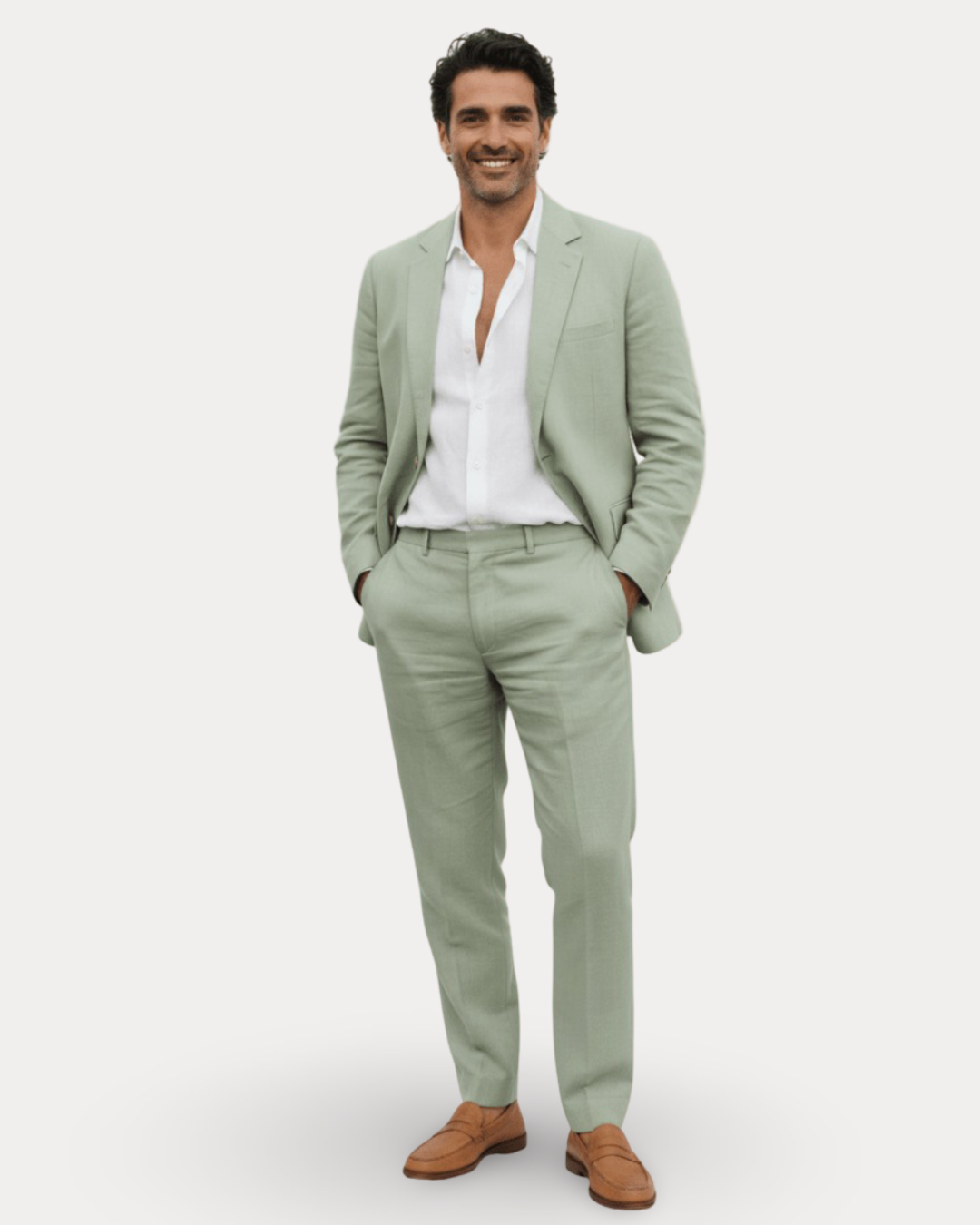 Men's Tailored Linen Suit - Breathable Wedding Suit