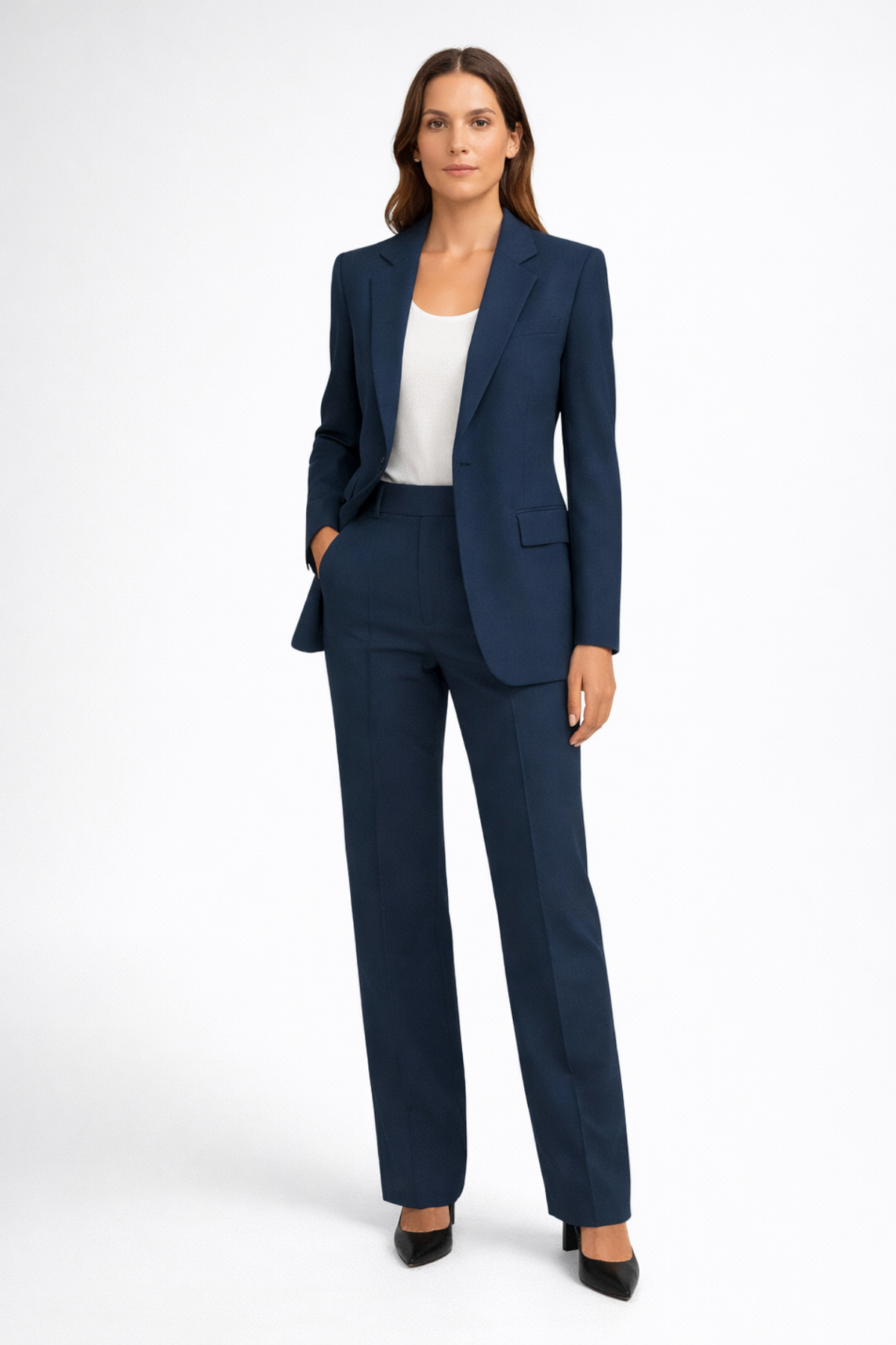 Tailleur Femme – Blazer Structuré & Pantalon Droit, Ensemble Élégant Bureau Soirée