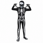 Kids skeleton grim reaper costume, front view with hood