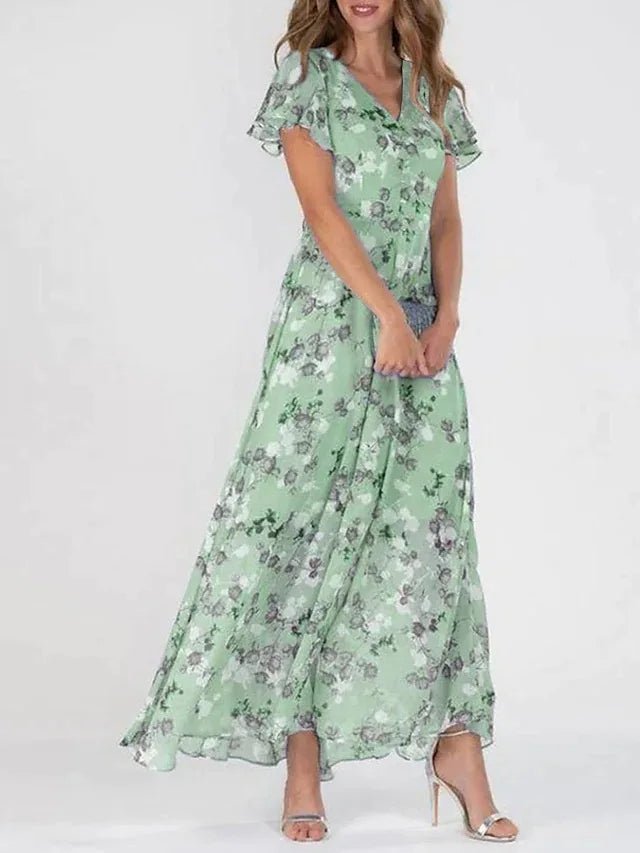 Women's Maxi Dress V-Neck, Long Flowing Silhouette