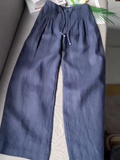 Women's Wide-Leg Trousers with High-Rise Drawstring Waist