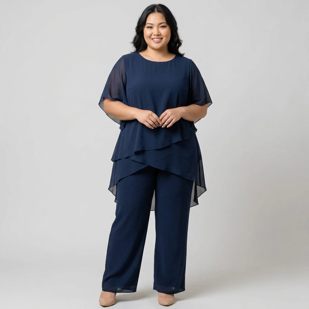 Women's Draped Top & Palazzo Trouser Suit