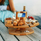 Portable Wooden Picnic Table – Compact Outdoor Wine Table for Garden & Balcony