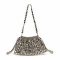 Mirrored Mesh Shoulder Bag with Chain Strap