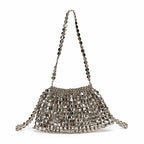 Mirrored Mesh Shoulder Bag with Chain Strap
