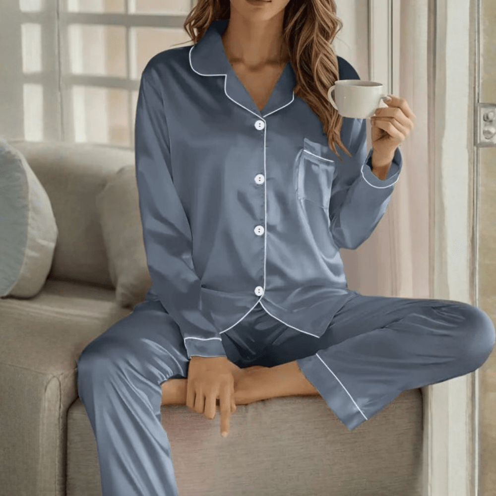 Women's Button Front Pyjama Set - Soft Loungewear