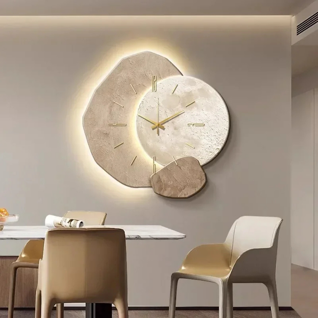 Modern Wood Accent Wall Clock with Soft LED Backlight