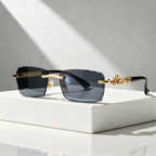 Rimless Sunglasses with Gold Panther Hinge Detail