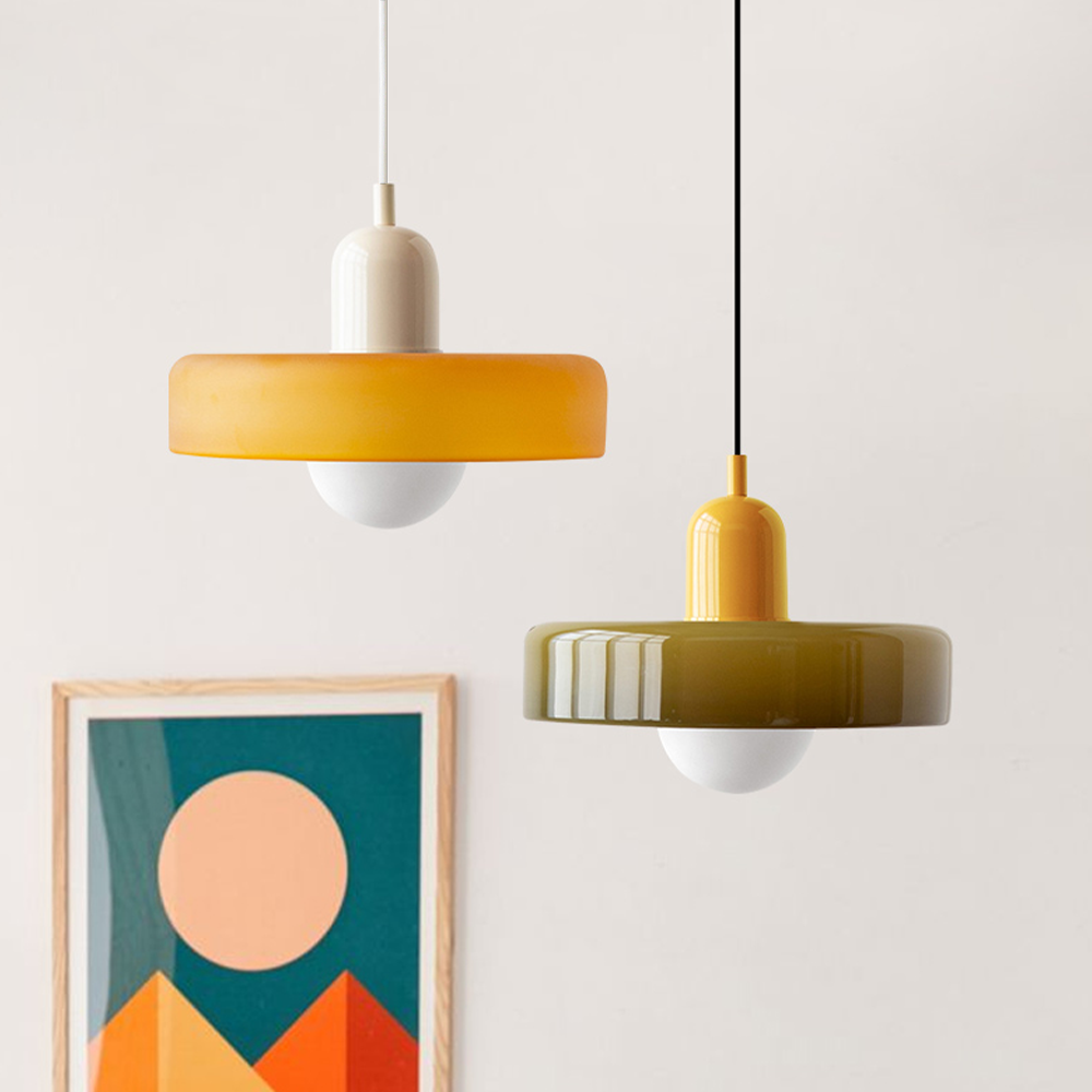 Colorful Bauhaus Pendant Light with Timeless Glass Design