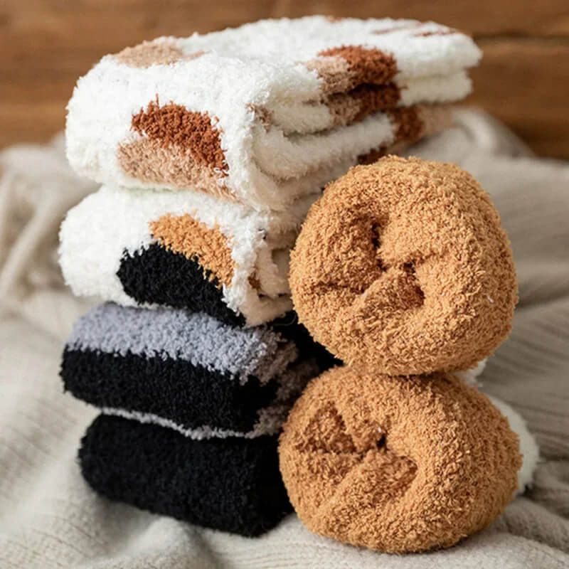 Women's Cat Paw Socks - Plush Cotton Blend Crew Socks