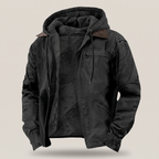 Mens Full-Zip Hooded Jacket - Fleece-Lined Canvas Coat