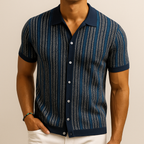 Men's Button-Down Shirt in Organic Cotton Blend Herringbone